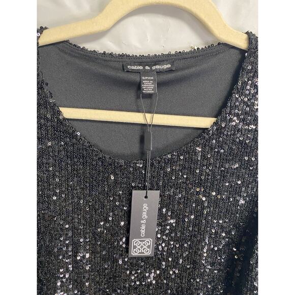 New Cable And Gauge Women’s Sequined Mini Sheath Dress Black Stretch Size Small - Picture 3 of 4